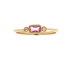 .02ct Created Sapphire Diamond Ring 10KT Yellow Gold