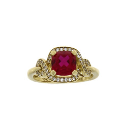 Created Ruby Created Sapphire Ring 10KT Yellow Gold