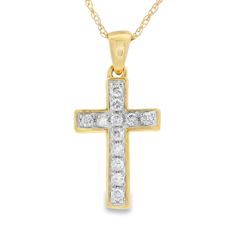 .11ct Diamond Cross Religious Pendant 14KT Yellow Gold