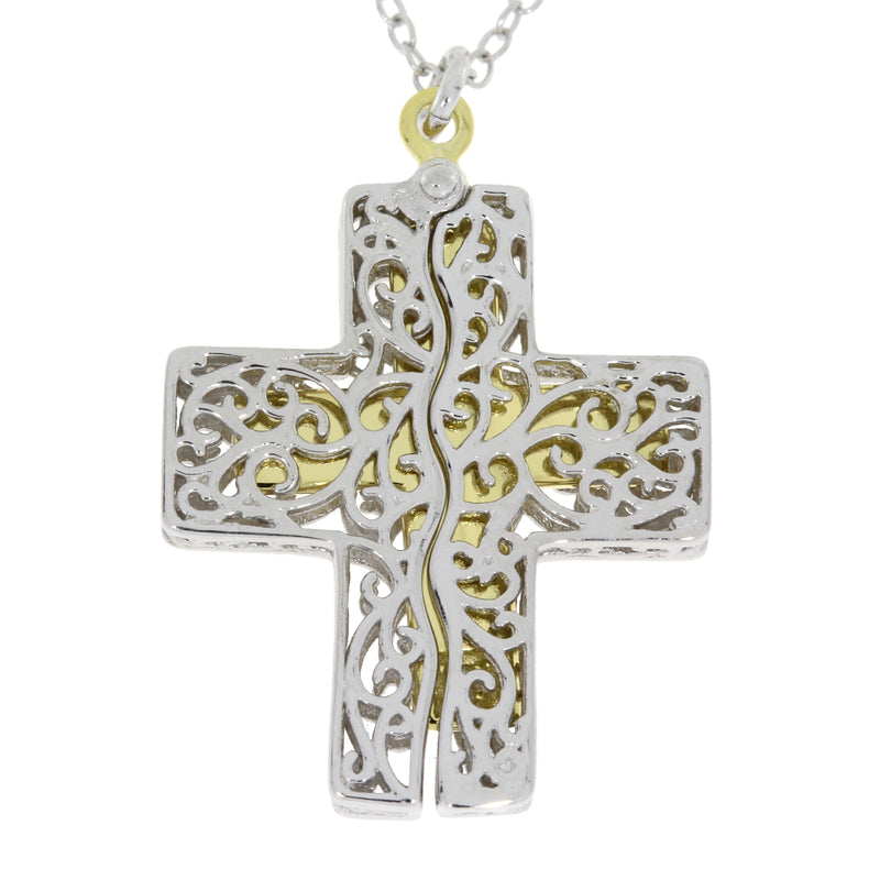 .01ct Diamond Cross Religious Pendant Sterling Silver
