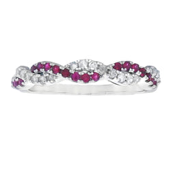 .37ct Ruby Diamond Wedding Band Ring 14KT White Gold