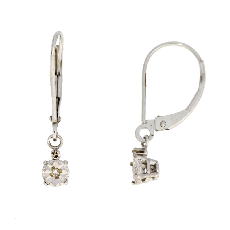Natural Diamond Dangle Earrings 14KT White Gold