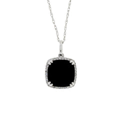 Onyx Created Sapphire Fashion Pendants Sterling Silver