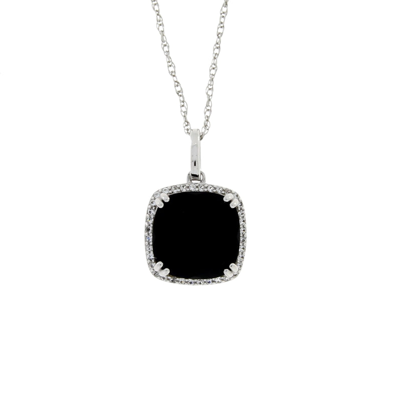 Onyx Created Sapphire Fashion Pendants Sterling Silver