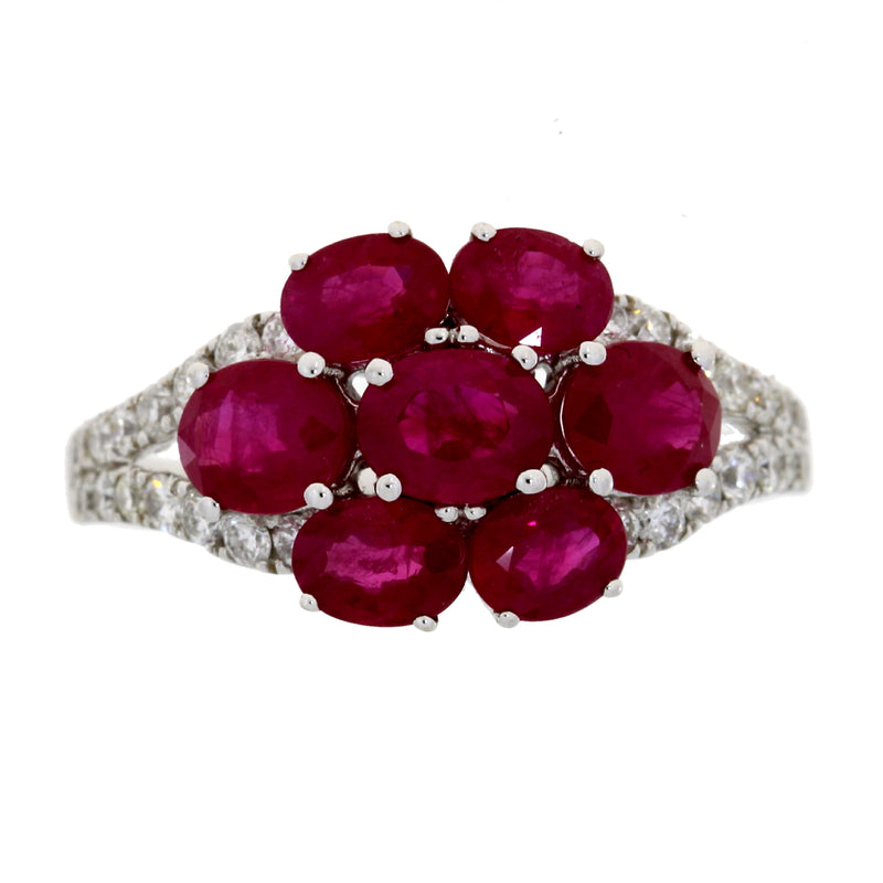 Natural 3.02ct Ruby Diamond Ring 18KT White Gold
