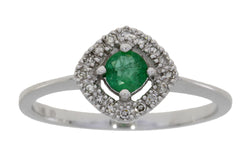 Genuine .43ct Emerald Diamond Ring 14KT White Gold