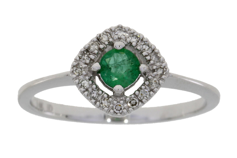 Genuine .43ct Emerald Diamond Ring 14KT White Gold