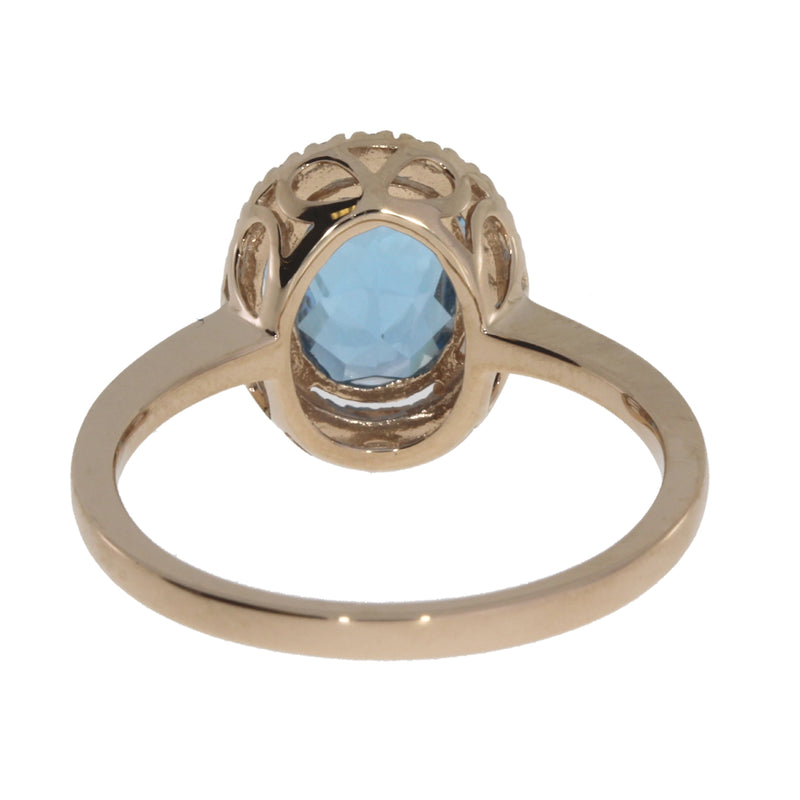 Natural 2.61ct Blue Topaz Diamond Ring 14KT Rose Gold
