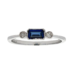 .02ct Created Sapphire Diamond Ring 10KT White Gold