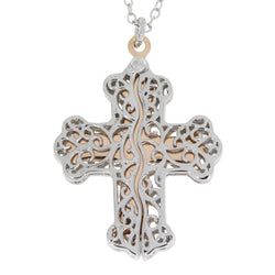 .01ct Diamond Cross Religious Pendant Sterling Silver