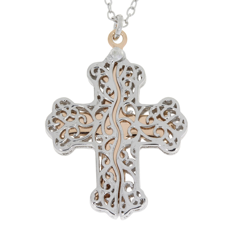.01ct Diamond Cross Religious Pendant Sterling Silver