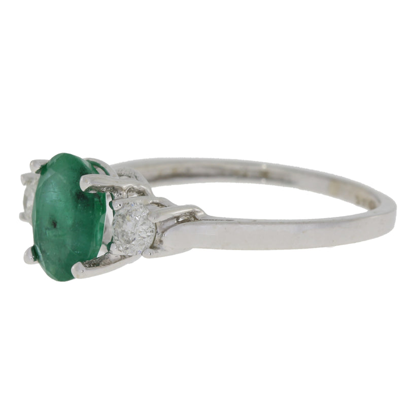 Genuine 1.20ct Emerald Diamond Ring 14KT White Gold