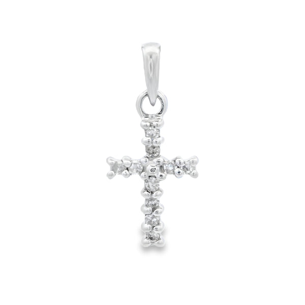 .05ct Diamond Cross Religious Pendant 10KT White Gold