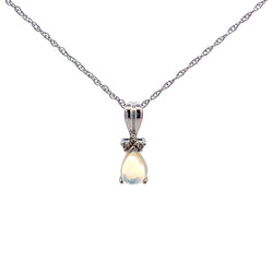 .02ct Opal Diamond Fashion Pendants 10KT White Gold