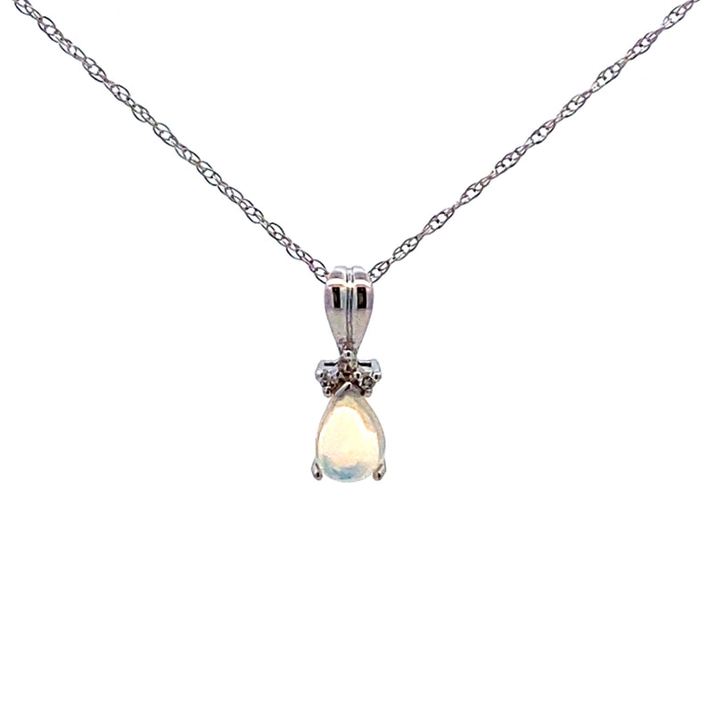 .02ct Opal Diamond Fashion Pendants 10KT White Gold
