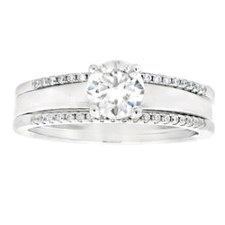 .86ct Moissanite Engagement Ring Set Sterling Silver