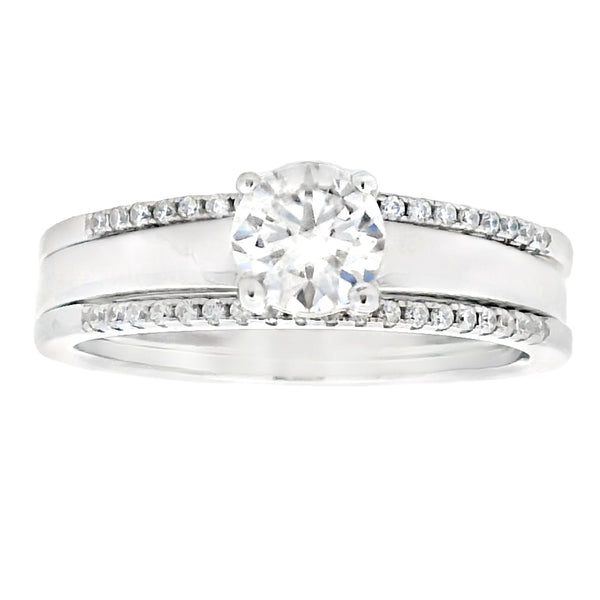 .86ct Moissanite Engagement Ring Set Sterling Silver