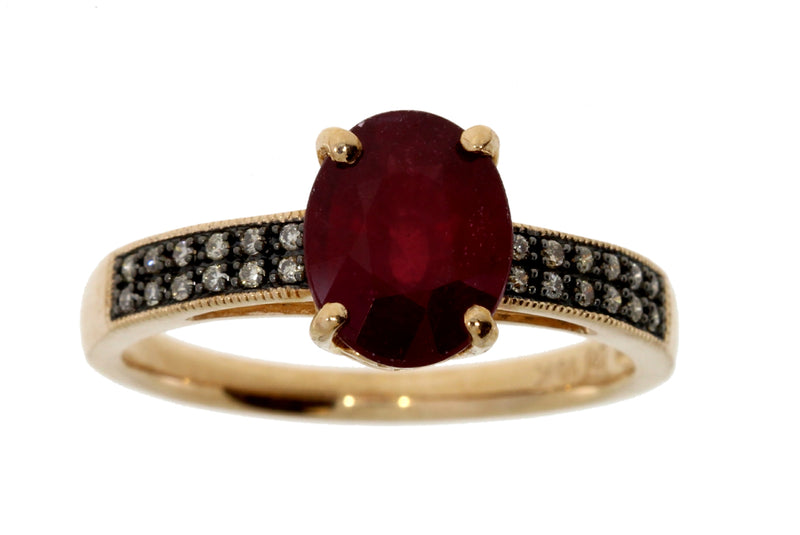 Genuine 2.30ct Ruby Diamond Ring 10KT Rose Gold