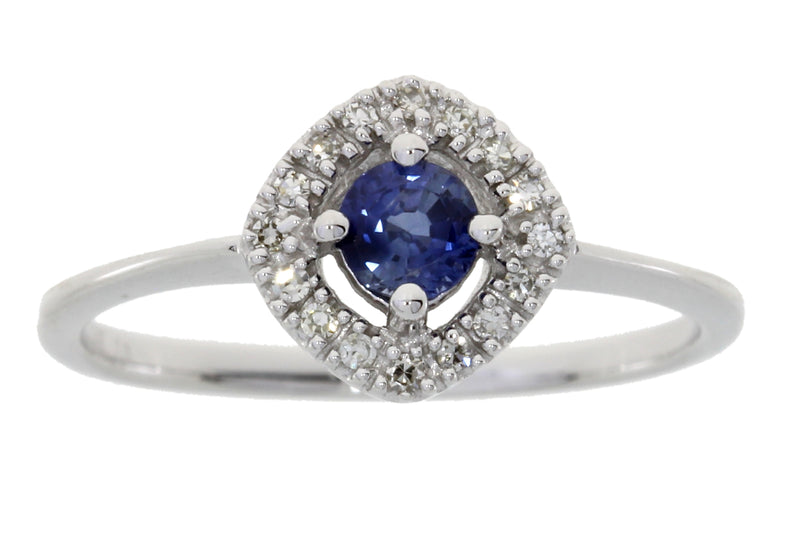 Natural .43ct Sapphire Diamond Ring 14KT White Gold