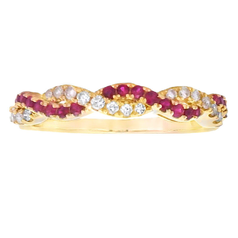 .37ct Ruby Diamond Wedding Band Ring 14KT Yellow Gold