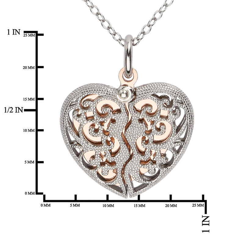 .01ct Diamond Heart Love Pendant Sterling Silver
