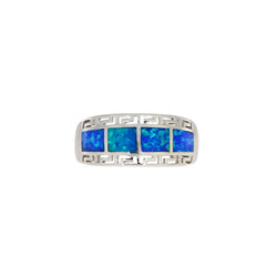 Natural Created Opal Ring Sterling Silver