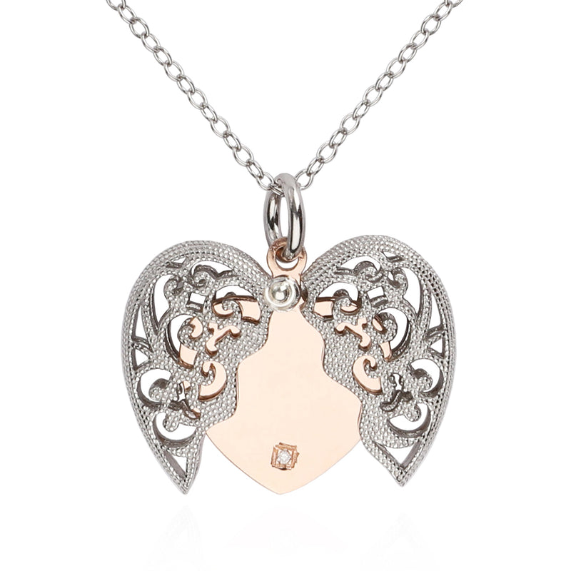 .01ct Diamond Heart Love Pendant Sterling Silver