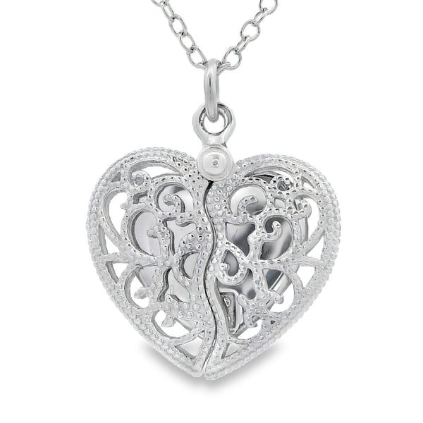 .01ct Diamond Heart Love Pendant Sterling Silver