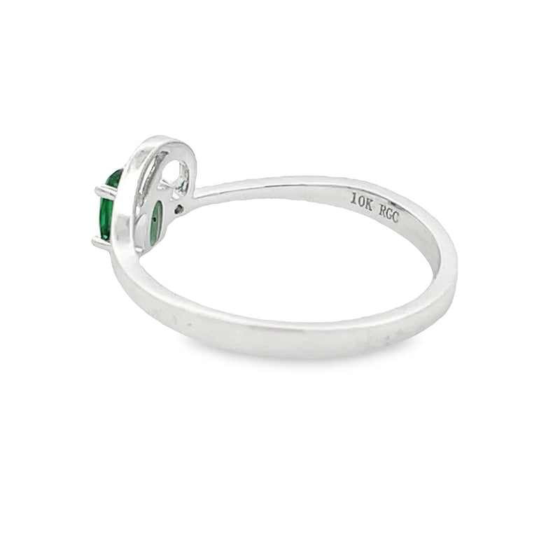 .02ct Created Emerald Diamond Ring 10KT White Gold