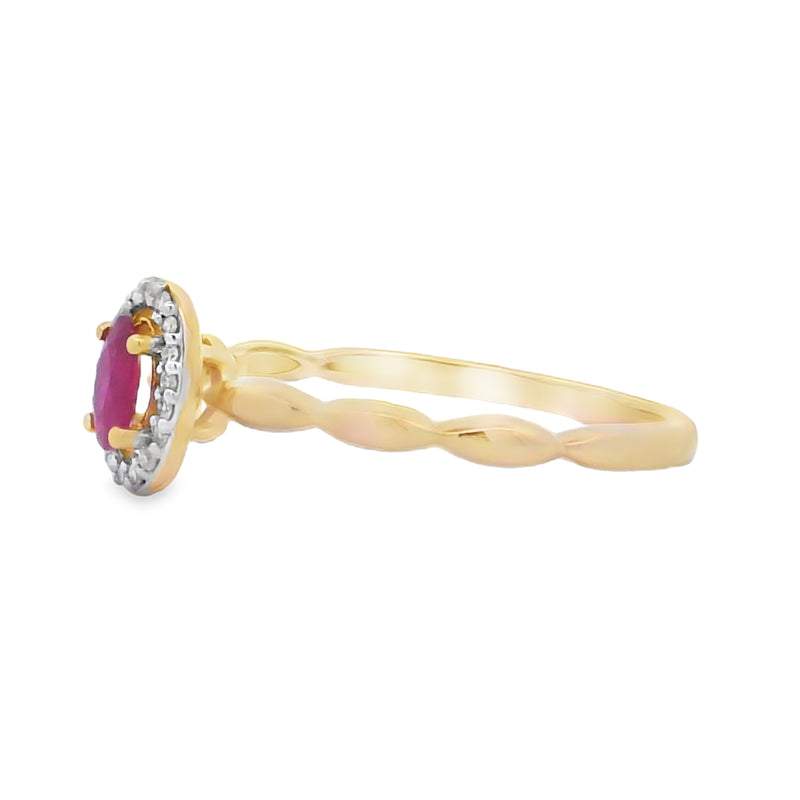 Genuine .31ct Ruby Diamond Ring 10KT Yellow Gold