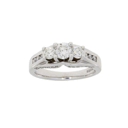 Natural 1.00ct Diamond 3 Stone Ring 14KT White Gold