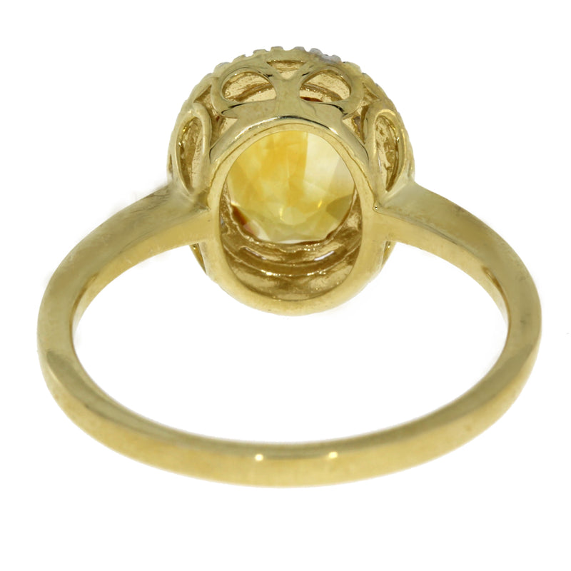 Natural 1.86ct Citrine Diamond Ring 14KT Yellow Gold