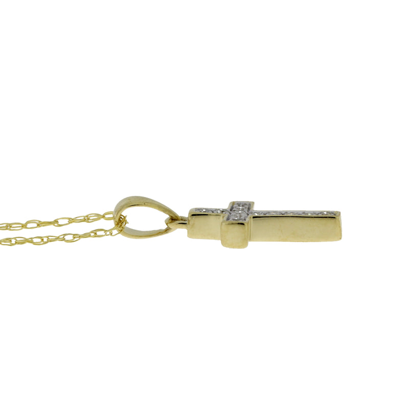 .05ct Diamond Cross Religious Pendant 14KT Yellow Gold