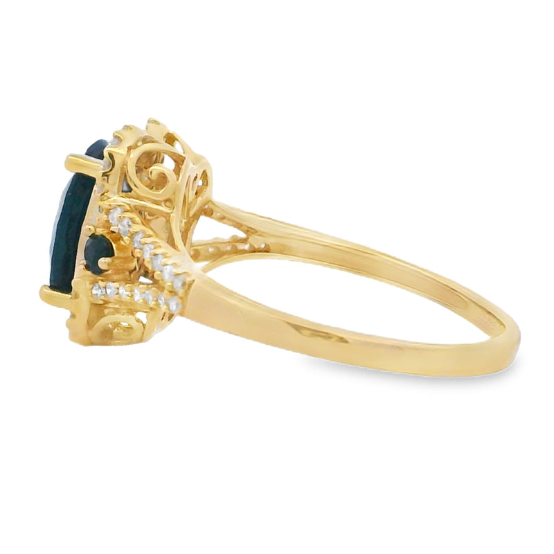 Natural 2.55ct Sapphire Diamond Ring 14KT Yellow Gold