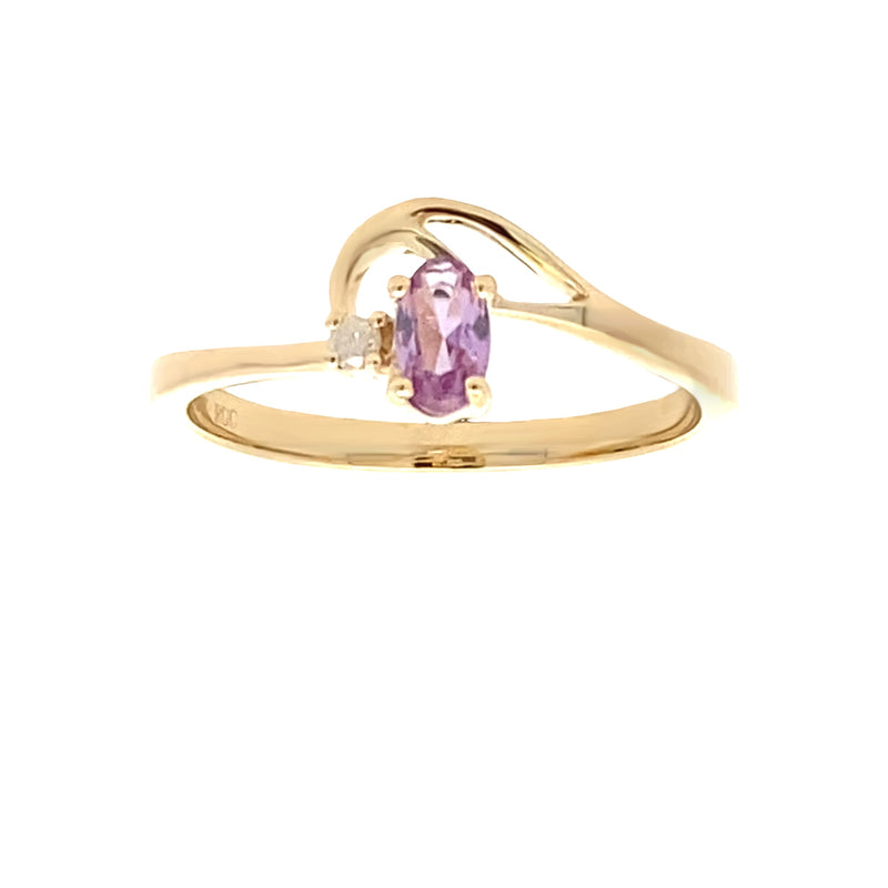 .02ct Created Alexandrite Diamond Ring 10KT Yellow Gold
