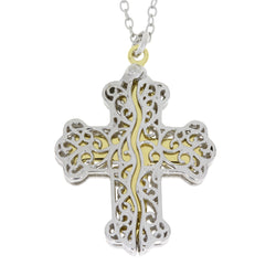 .01ct Diamond Cross Religious Pendant Sterling Silver