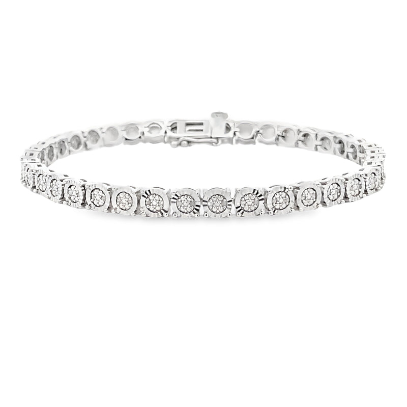 Natural .25ct Diamond Tennis Bracelet Sterling Silver