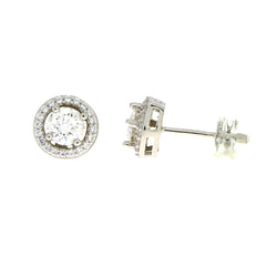 Genuine Moissanite Stud Earrings Sterling Silver