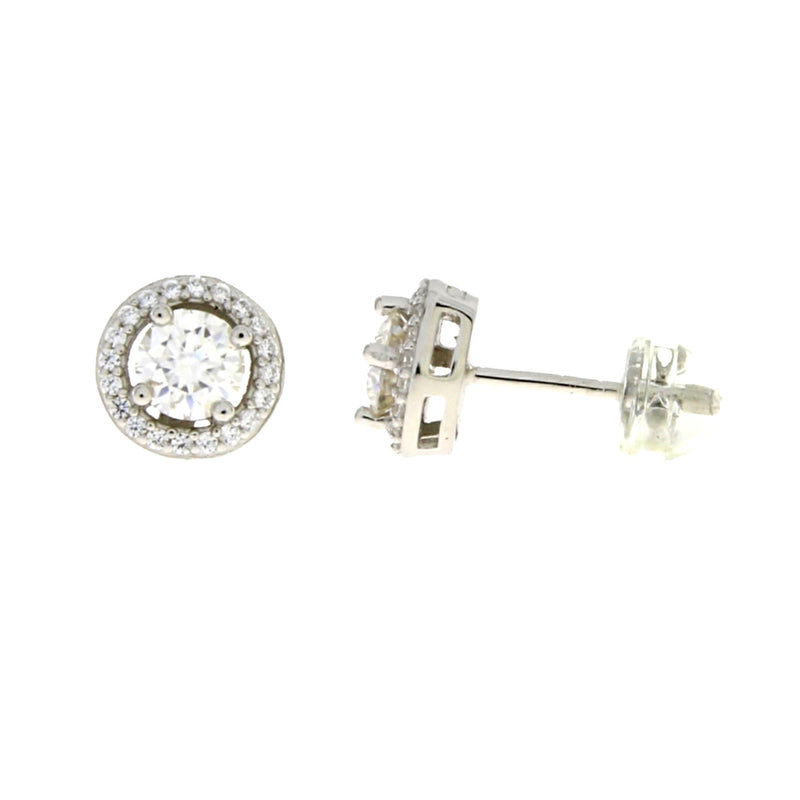 Genuine Moissanite Stud Earrings Sterling Silver