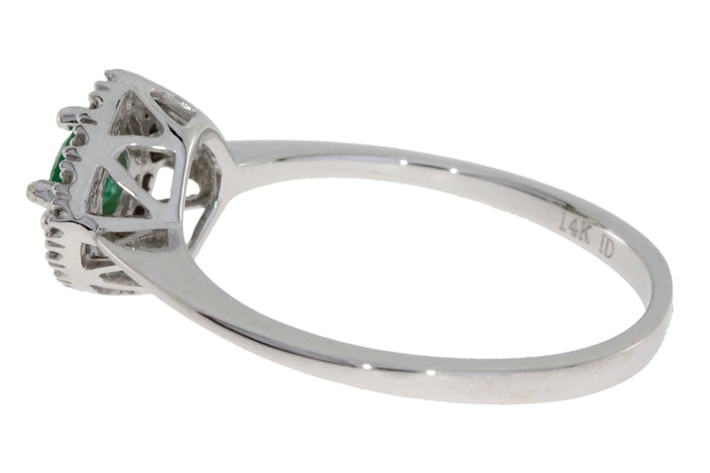 Genuine .43ct Emerald Diamond Ring 14KT White Gold