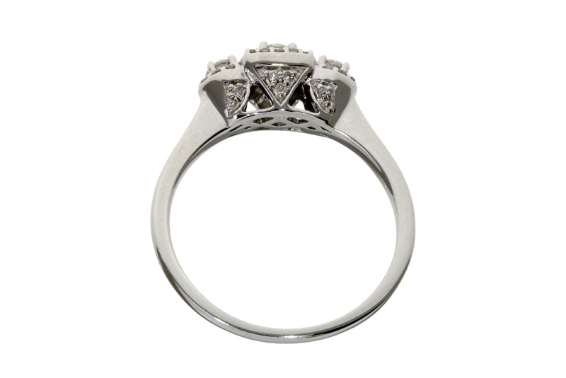 Natural .30ct Diamond 3 Stone Ring 10KT White Gold