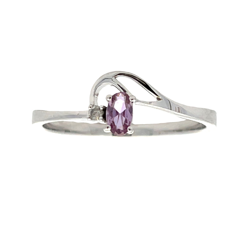 .02ct Created Alexandrite Diamond Ring 10KT White Gold