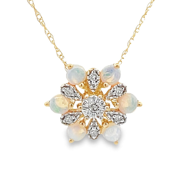 .04ct Opal Diamond Fashion Pendants 14KT Yellow Gold