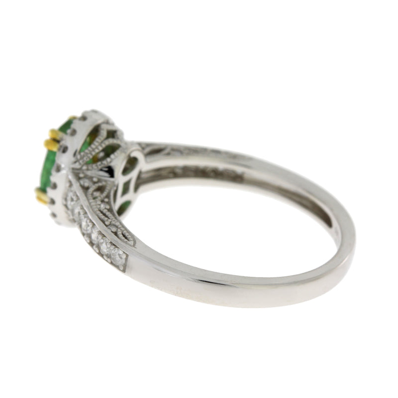 Genuine 1.25ct Emerald Diamond Ring 14KT 2 Tone Gold