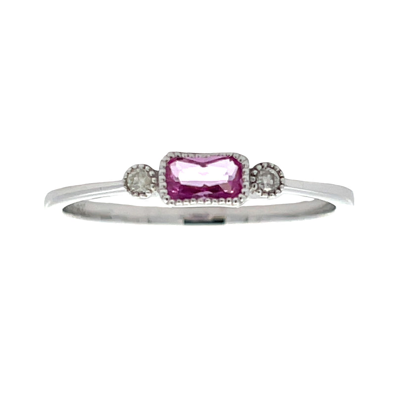 .02ct Created Sapphire Diamond Ring 10KT White Gold