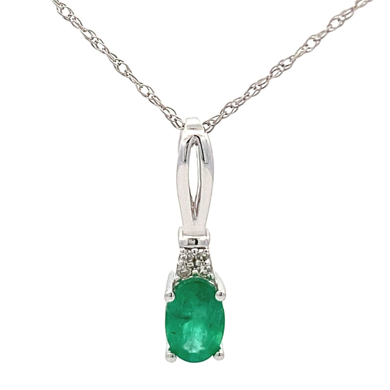 .02ct Emerald Diamond Fashion Pendants 10KT White Gold