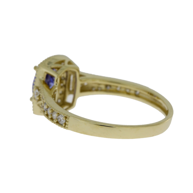 Natural 1.34ct Tanzanite Diamond Ring 14KT Yellow Gold