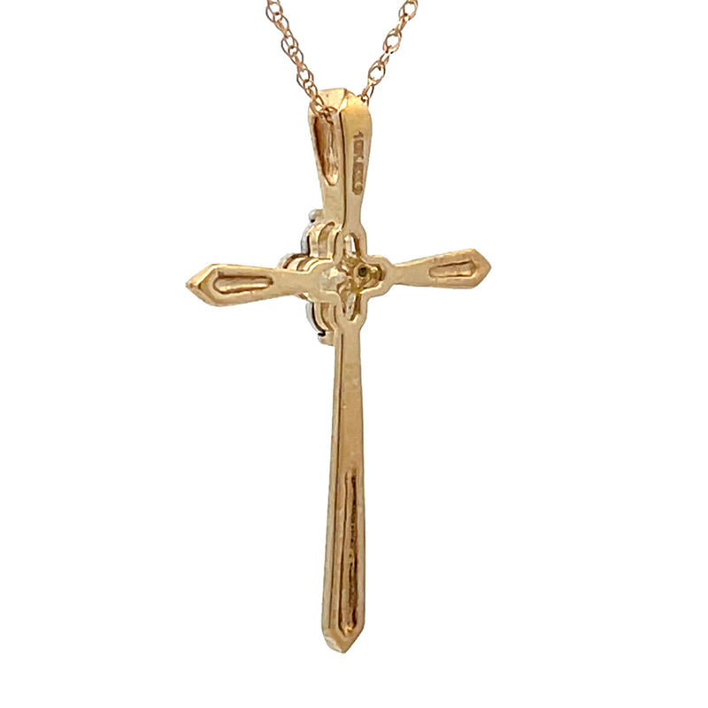 .02ct Diamond Cross Religious Pendant 10KT Yellow Gold