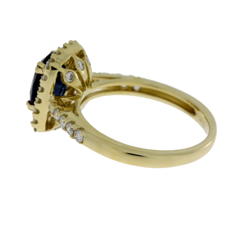 Genuine 2.78ct Sapphire Diamond Ring 14KT Yellow Gold