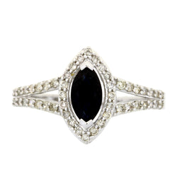Natural 1.10ct Sapphire Diamond Ring 14KT White Gold